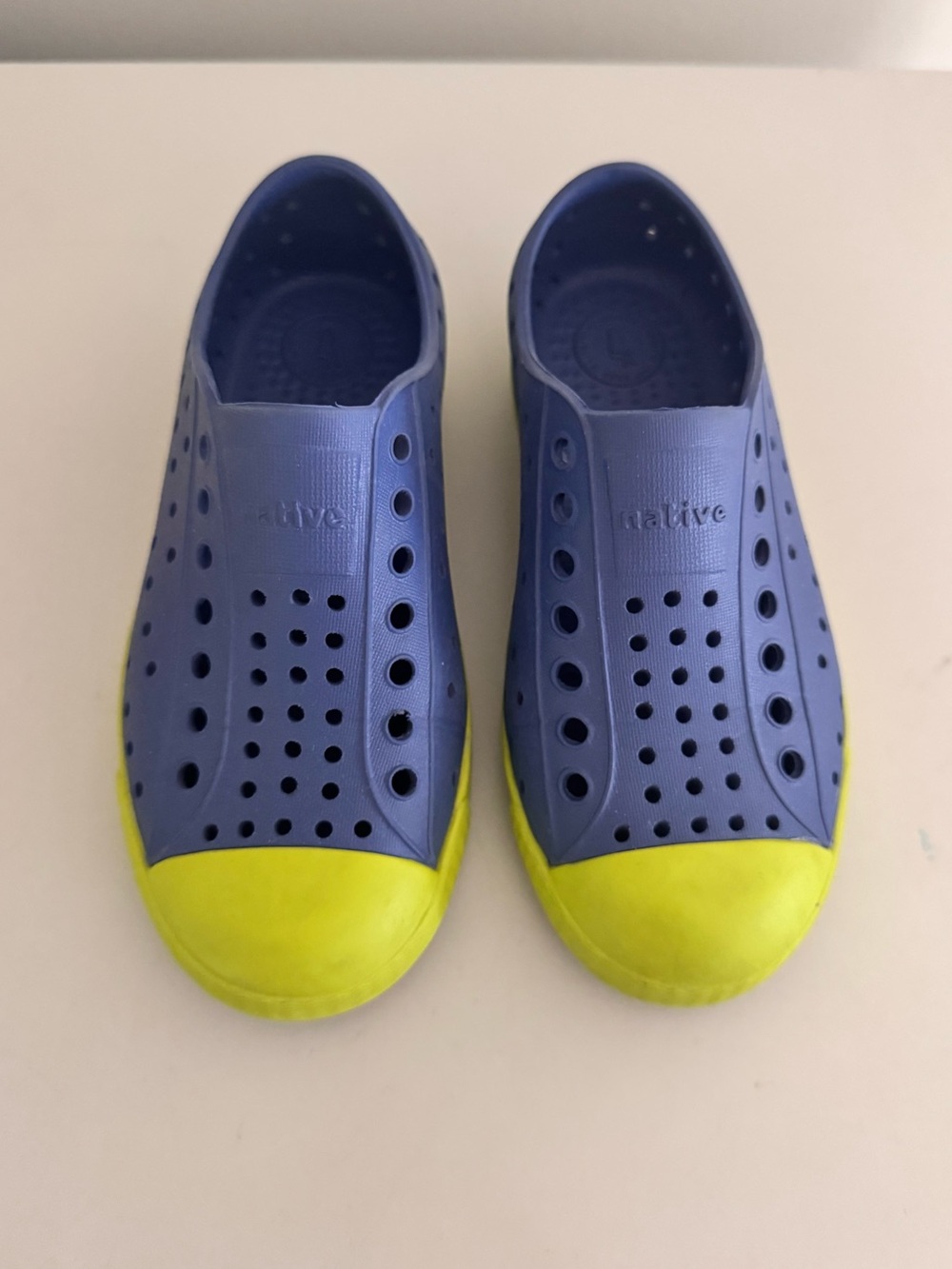 Native Kids Shoes in Blue and Yellow